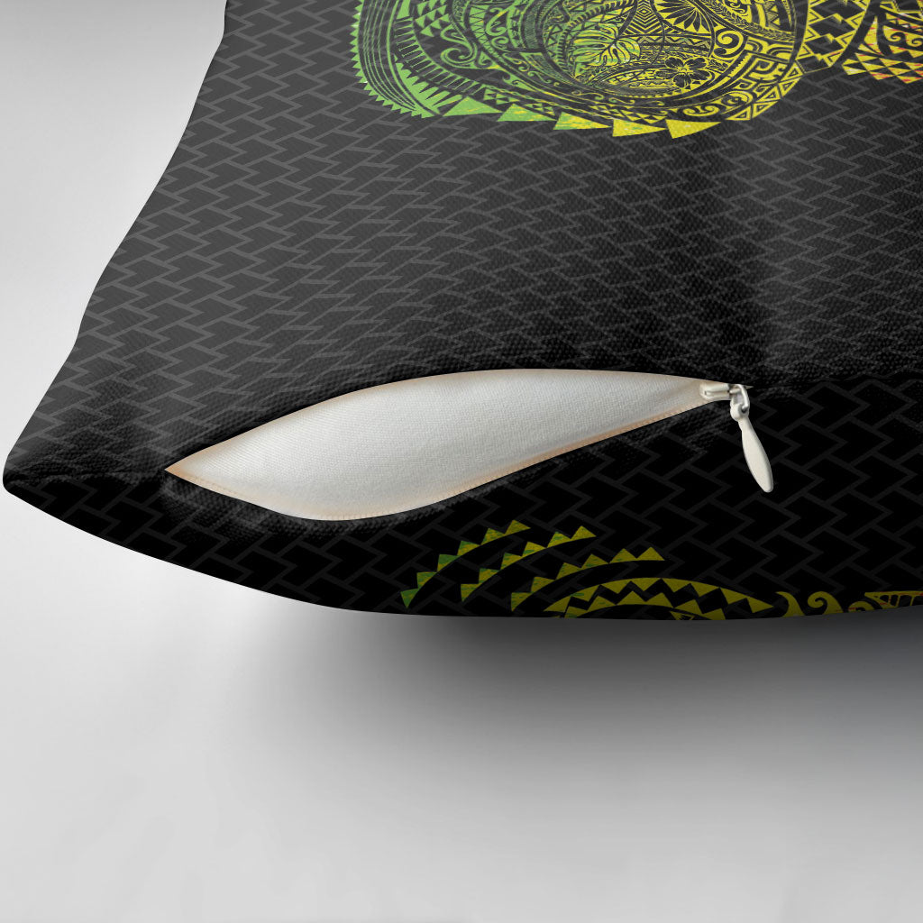 Hawaiian Traditional Tattoos Pillow Cover Kakau Tribal Tropical Plant Motif Kanaka Maoli Flag Color Inspired
