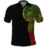 Hawaiian Traditional Tattoos Polo Shirt Kakau Tribal Tropical Plant Motif Kanaka Maoli Flag Color Inspired