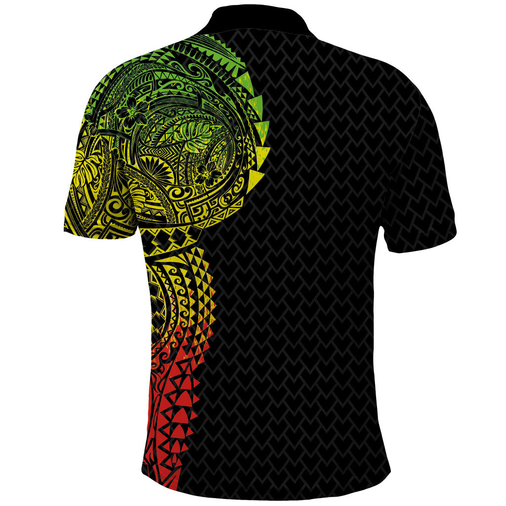 Hawaiian Traditional Tattoos Polo Shirt Kakau Tribal Tropical Plant Motif Kanaka Maoli Flag Color Inspired