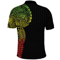 Hawaiian Traditional Tattoos Polo Shirt Kakau Tribal Tropical Plant Motif Kanaka Maoli Flag Color Inspired
