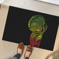 Hawaiian Traditional Tattoos Rubber Doormat Kakau Tribal Tropical Plant Motif Kanaka Maoli Flag Color Inspired