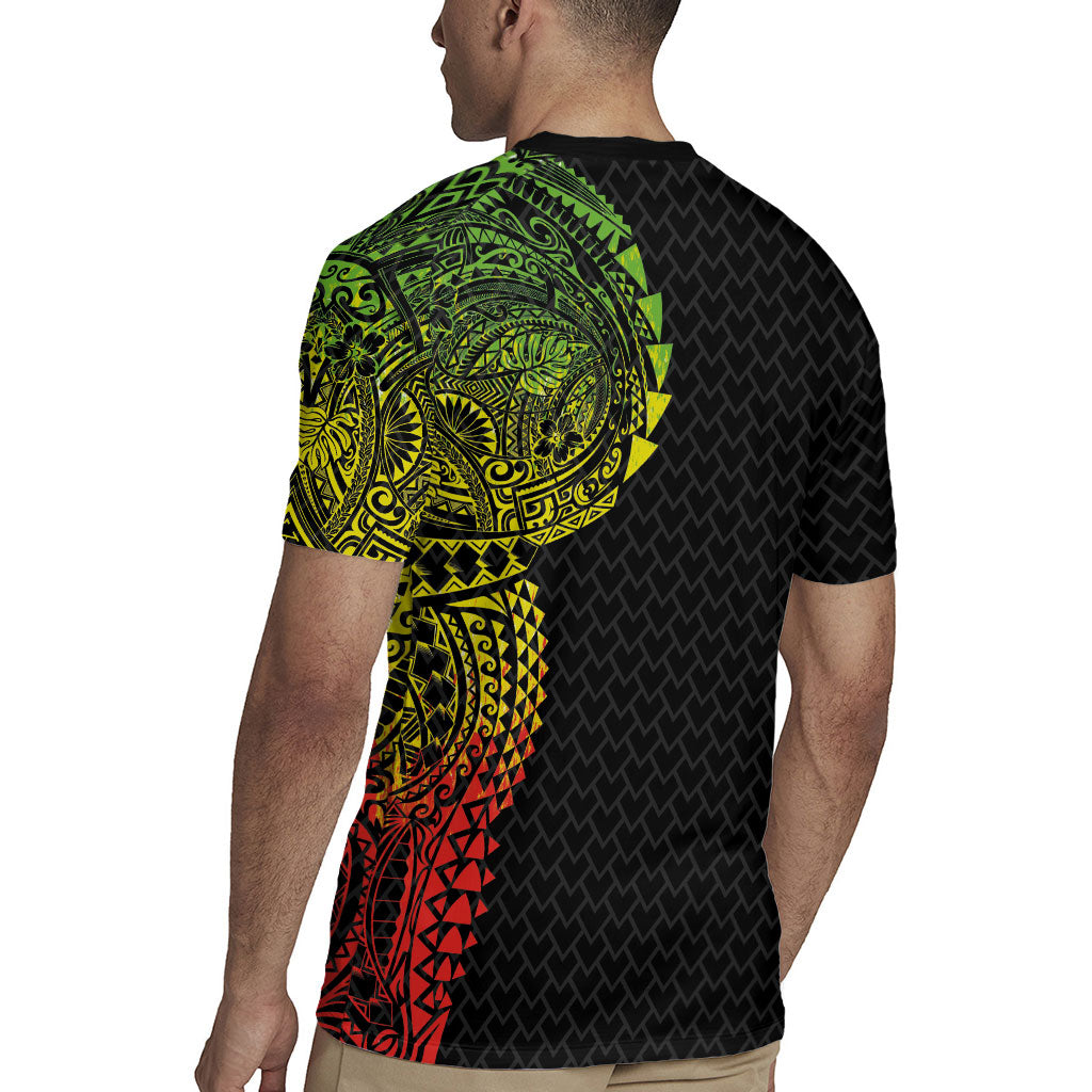 Hawaiian Traditional Tattoos Rugby Jersey Kakau Tribal Tropical Plant Motif Kanaka Maoli Flag Color Inspired
