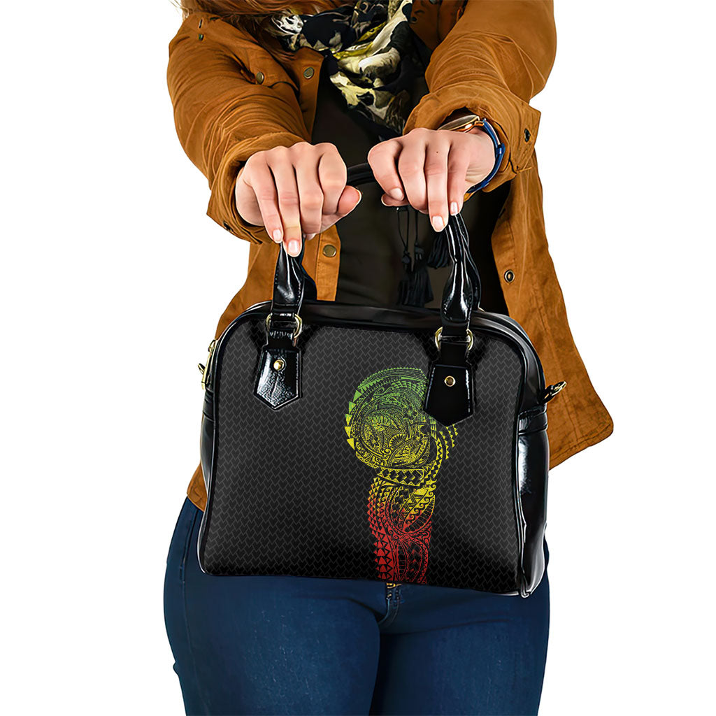 Hawaiian Traditional Tattoos Shoulder Handbag Kakau Tribal Tropical Plant Motif Kanaka Maoli Flag Color Inspired