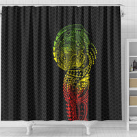 Hawaiian Traditional Tattoos Shower Curtain Kakau Tribal Tropical Plant Motif Kanaka Maoli Flag Color Inspired
