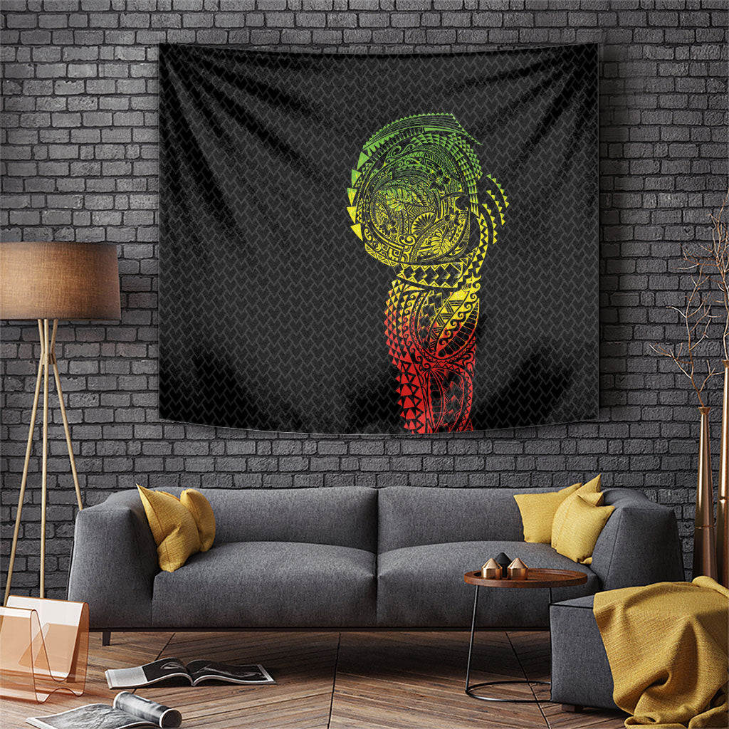 Hawaiian Traditional Tattoos Tapestry Kakau Tribal Tropical Plant Motif Kanaka Maoli Flag Color Inspired
