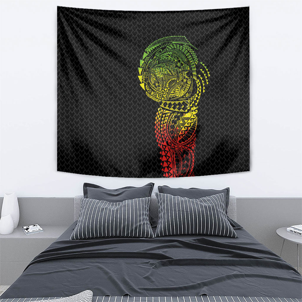 Hawaiian Traditional Tattoos Tapestry Kakau Tribal Tropical Plant Motif Kanaka Maoli Flag Color Inspired