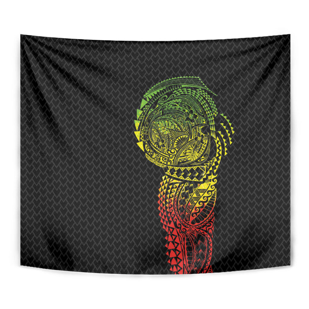 Hawaiian Traditional Tattoos Tapestry Kakau Tribal Tropical Plant Motif Kanaka Maoli Flag Color Inspired