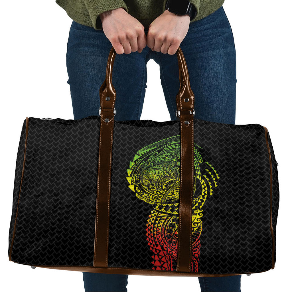 Hawaiian Traditional Tattoos Travel Bag Kakau Tribal Tropical Plant Motif Kanaka Maoli Flag Color Inspired