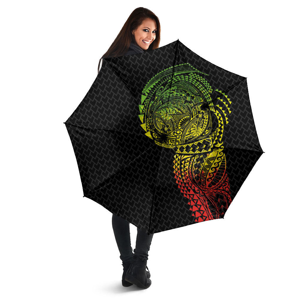 Hawaiian Traditional Tattoos Umbrella Kakau Tribal Tropical Plant Motif Kanaka Maoli Flag Color Inspired