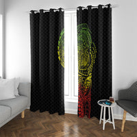 Hawaiian Traditional Tattoos Window Curtain Kakau Tribal Tropical Plant Motif Kanaka Maoli Flag Color Inspired
