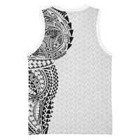 Hawaiian Traditional Tattoos Basketball Jersey Kakau Tribal Tropical Plant Motif White Color