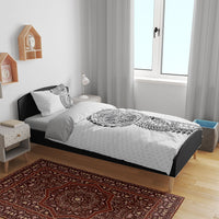 Hawaiian Traditional Tattoos Bedding Set Kakau Tribal Tropical Plant Motif White Color LT03 - Polynesian Pride