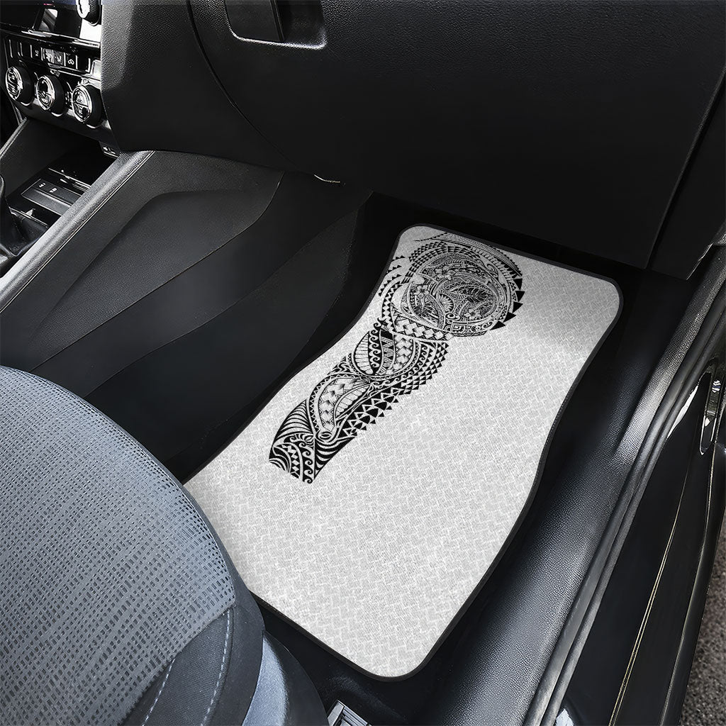 Hawaiian Traditional Tattoos Car Mats Kakau Tribal Tropical Plant Motif White Color
