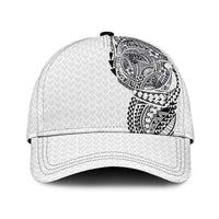 Hawaiian Traditional Tattoos Classic Cap Kakau Tribal Tropical Plants Motif White Color LT03 Universal Fit White - Polynesian Pride