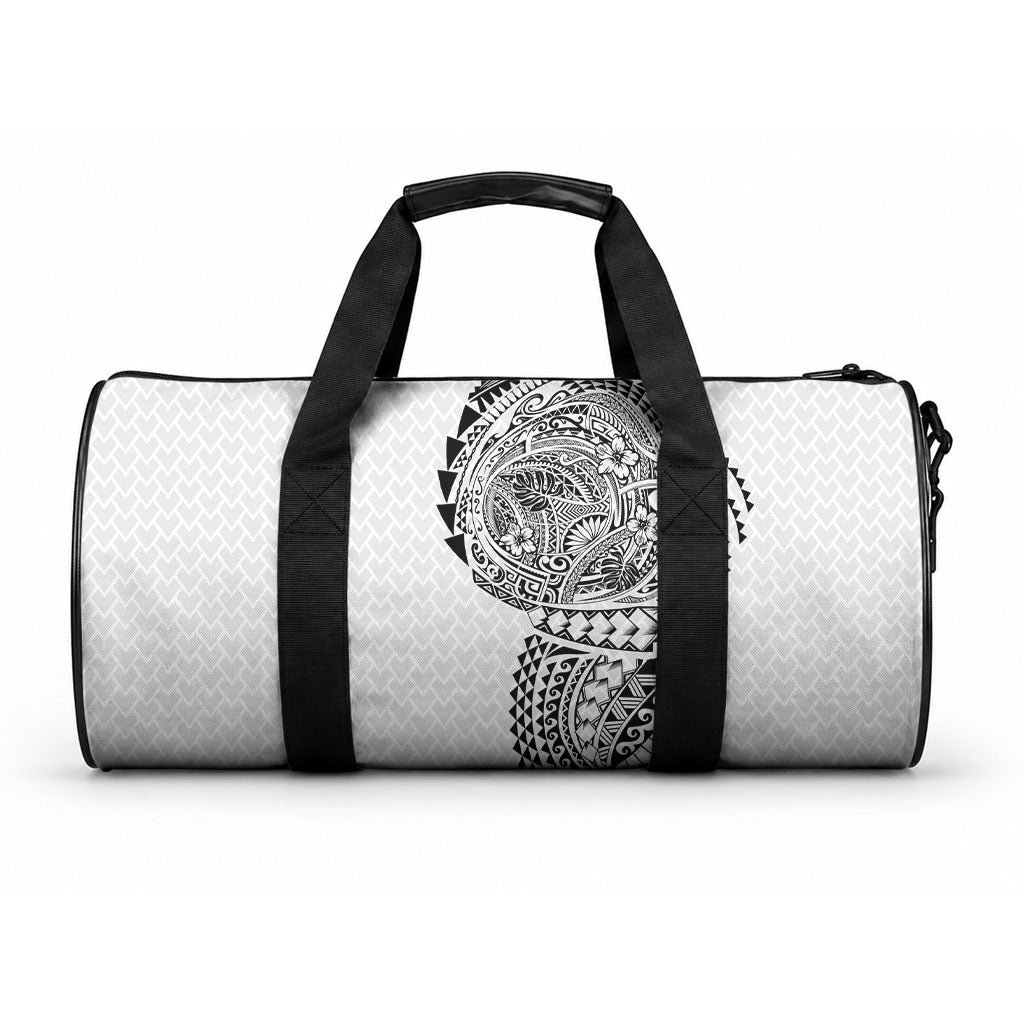 Hawaiian Traditional Tattoos Duffle Bag Kakau Tribal Tropical Plant Motif White Color