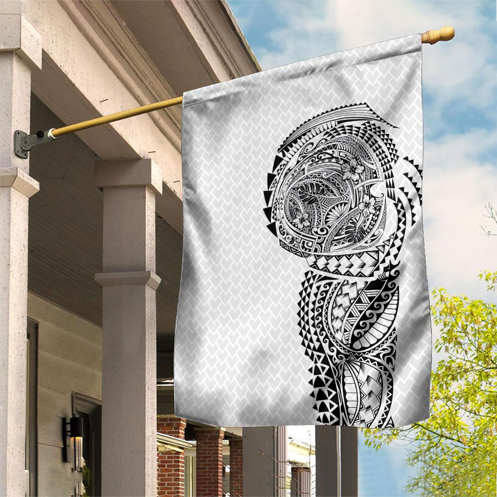 Hawaiian Traditional Tattoos Garden Flag Kakau Tribal Tropical Plant Motif White Color