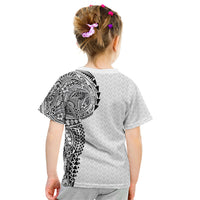 Hawaiian Traditional Tattoos Kid T Shirt Kakau Tribal Tropical Plant Motif White Color