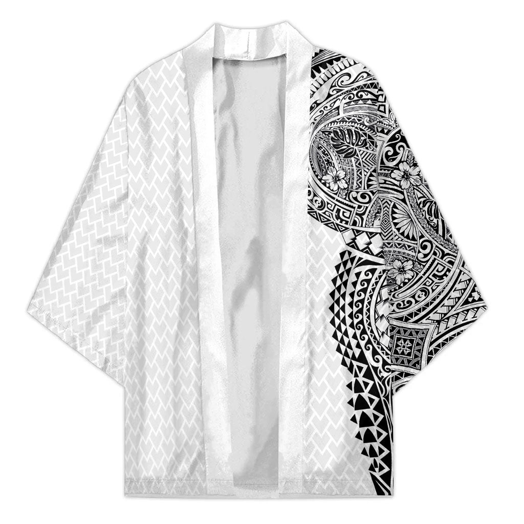 Hawaiian Traditional Tattoos Kimono Kakau Tribal Tropical Plant Motif White Color