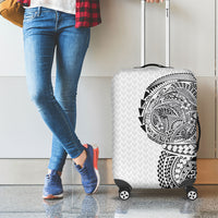 Hawaiian Traditional Tattoos Luggage Cover Kakau Tribal Tropical Plant Motif White Color