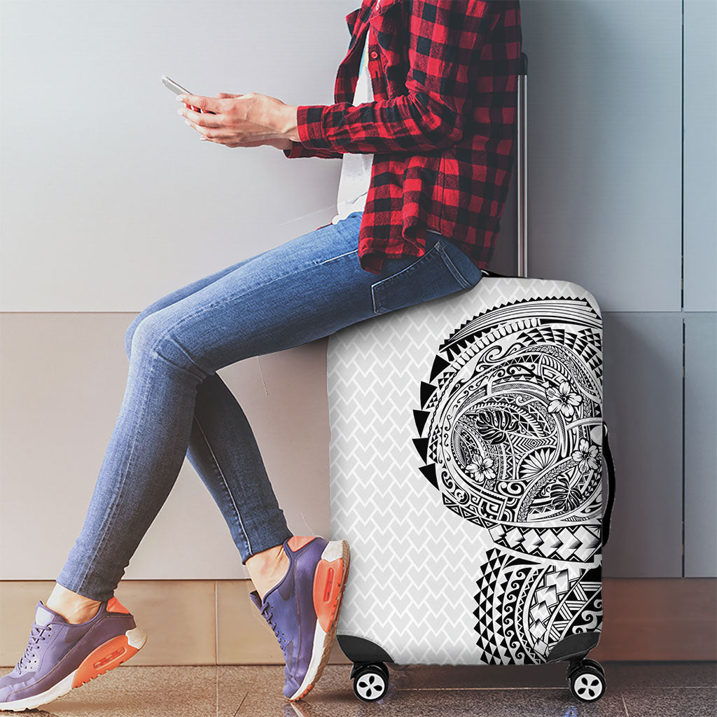 Hawaiian Traditional Tattoos Luggage Cover Kakau Tribal Tropical Plant Motif White Color