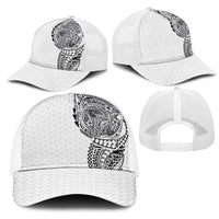 Hawaiian Traditional Tattoos Mesh Trucker Cap Kakau Tribal Tropical Plants Motif White Color LT03 - Polynesian Pride