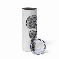 Hawaiian Traditional Tattoos Skinny Tumbler Kakau Tribal Tropical Plant Motif White Color