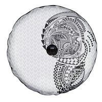 Hawaiian Traditional Tattoos Spare Tire Cover Kakau Tribal Tropical Plant Motif White Color