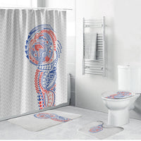 Hawaiian Traditional Tattoos Bathroom Set Kakau Tribal Tropical Plant Motif Hawaii Flag Color Inspired