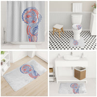 Hawaiian Traditional Tattoos Bathroom Set Kakau Tribal Tropical Plant Motif Hawaii Flag Color Inspired