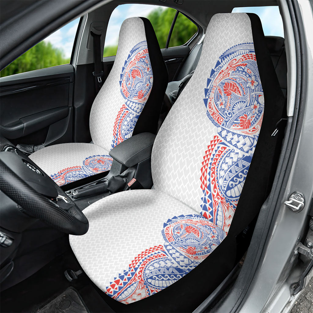 Hawaiian Traditional Tattoos Car Seat Cover Kakau Tribal Tropical Plant Motif Hawaii Flag Color Inspired