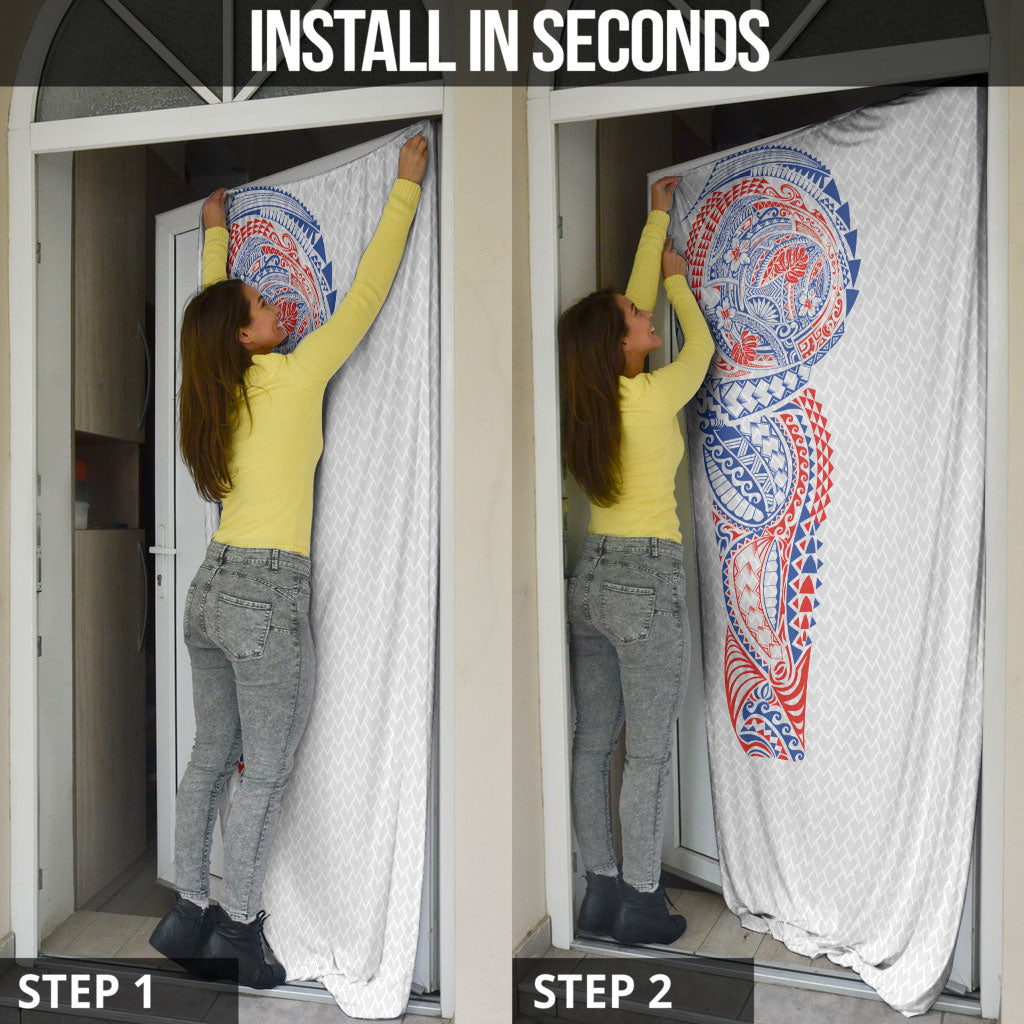 Hawaiian Traditional Tattoos Door Cover Kakau Tribal Tropical Plant Motif Hawaii Flag Color Inspired