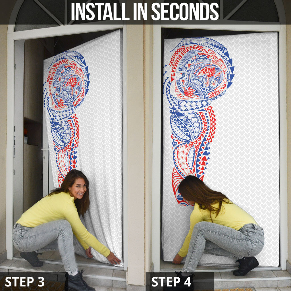 Hawaiian Traditional Tattoos Door Cover Kakau Tribal Tropical Plant Motif Hawaii Flag Color Inspired