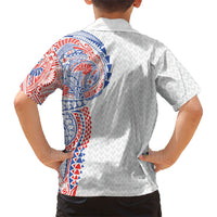 Hawaiian Traditional Tattoos Family Matching Off Shoulder Maxi Dress and Hawaiian Shirt Kakau Tribal Tropical Plant Motif Hawaii Flag Color Inspired