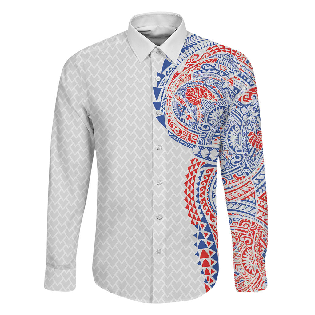 Hawaiian Traditional Tattoos Family Matching Off Shoulder Maxi Dress and Hawaiian Shirt Kakau Tribal Tropical Plant Motif Hawaii Flag Color Inspired