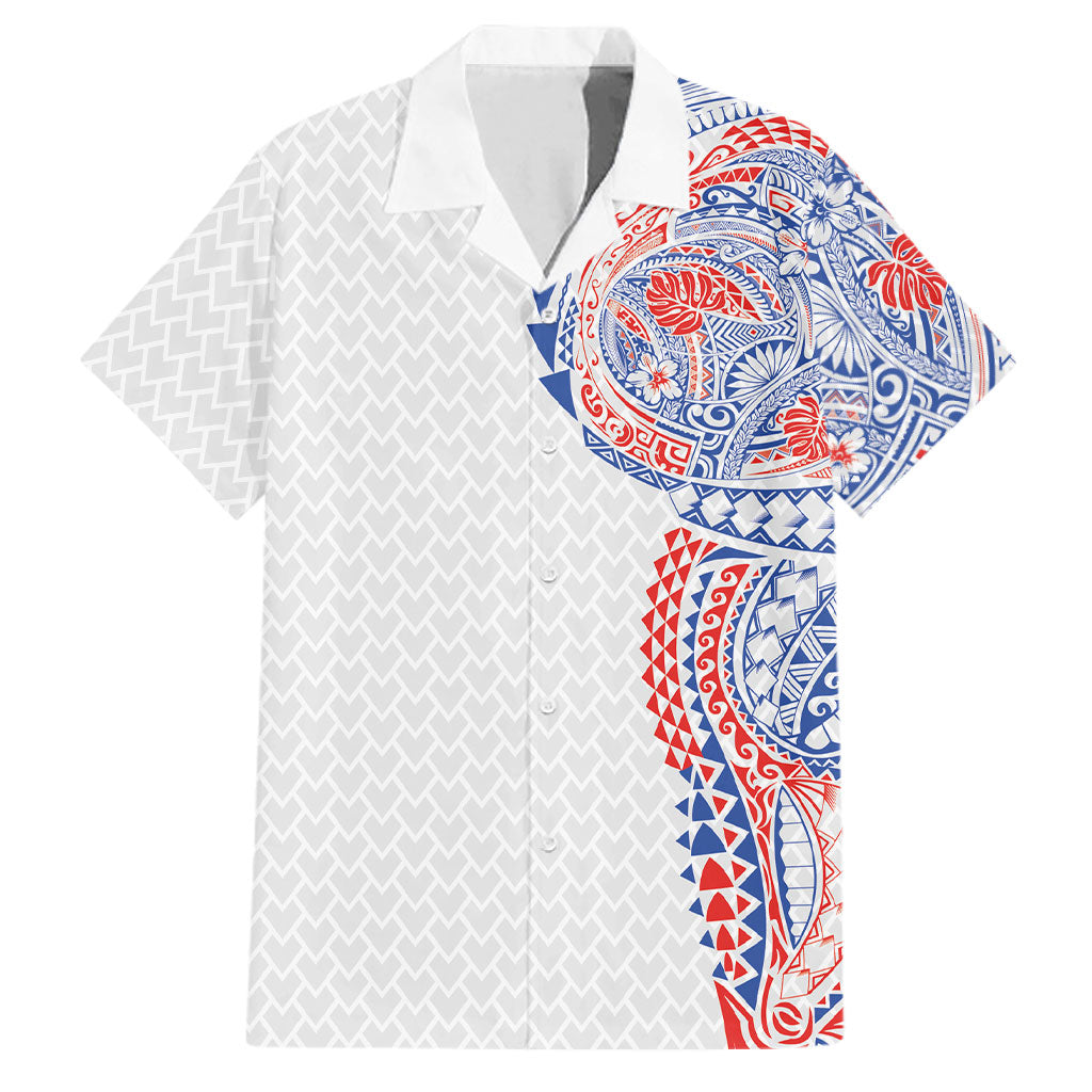 Hawaiian Traditional Tattoos Family Matching Puletasi and Hawaiian Shirt Kakau Tribal Tropical Plant Motif Hawaii Flag Color Inspired