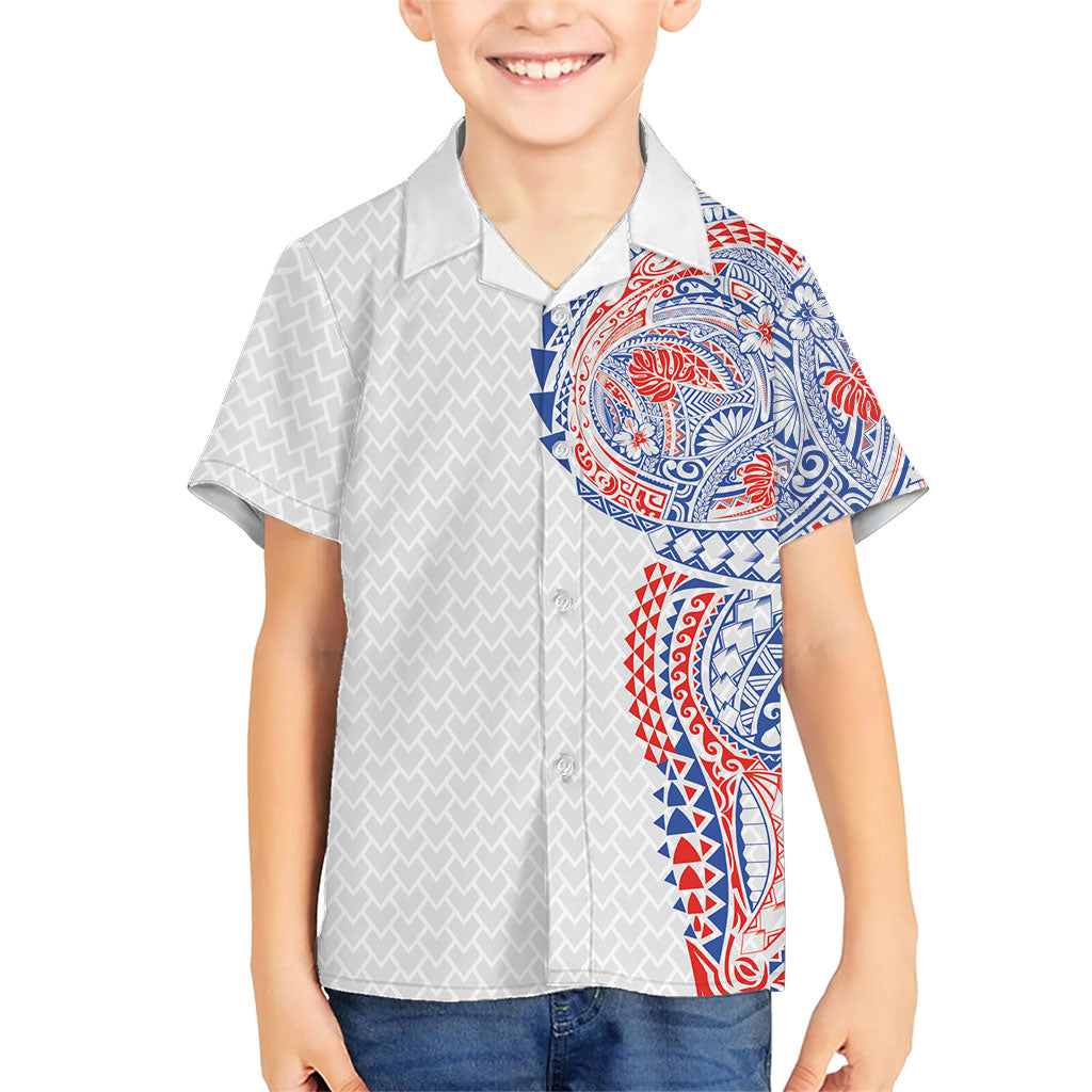 Hawaiian Traditional Tattoos Family Matching Tank Maxi Dress and Hawaiian Shirt Kakau Tribal Tropical Plant Motif Hawaii Flag Color Inspired