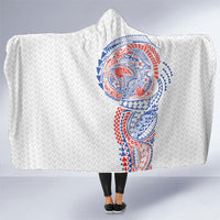 Hawaiian Traditional Tattoos Hooded Blanket Kakau Tribal Tropical Plant Motif Hawaii Flag Color Inspired