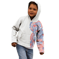 Hawaiian Traditional Tattoos Kid Hoodie Kakau Tribal Tropical Plant Motif Hawaii Flag Color Inspired