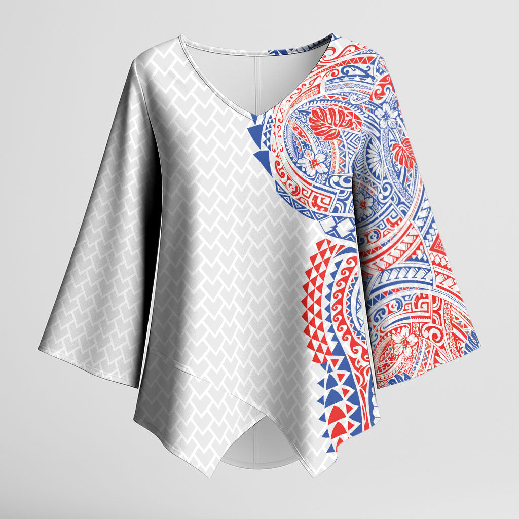 Hawaiian Traditional Tattoos Kimono Sleeve Blouse Kakau Tribal Tropical Plant Motif Hawaii Flag Color Inspired