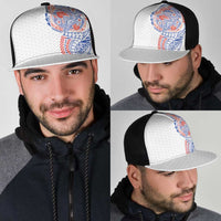 Hawaiian Traditional Tattoos Mesh Trucker Cap Kakau Tribal Tropical Plants Motif Hawaii Flag Color Inspired
