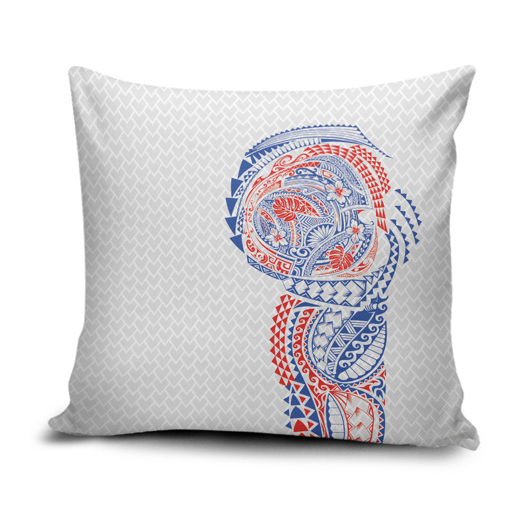 Hawaiian Traditional Tattoos Pillow Cover Kakau Tribal Tropical Plant Motif Hawaii Flag Color Inspired