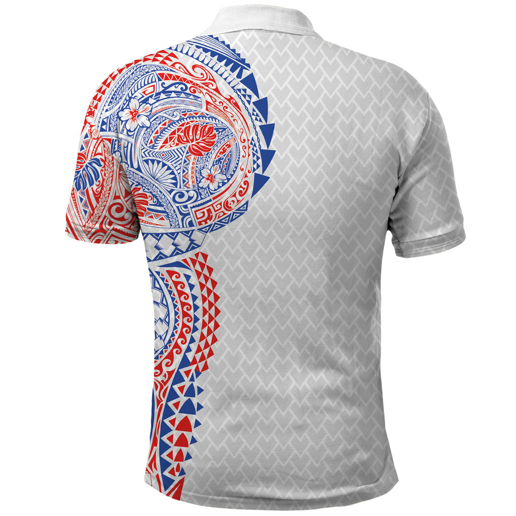 Hawaiian Traditional Tattoos Polo Shirt Kakau Tribal Tropical Plant Motif Hawaii Flag Color Inspired