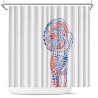 Hawaiian Traditional Tattoos Shower Curtain Kakau Tribal Tropical Plant Motif Hawaii Flag Color Inspired