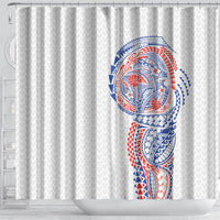 Hawaiian Traditional Tattoos Shower Curtain Kakau Tribal Tropical Plant Motif Hawaii Flag Color Inspired