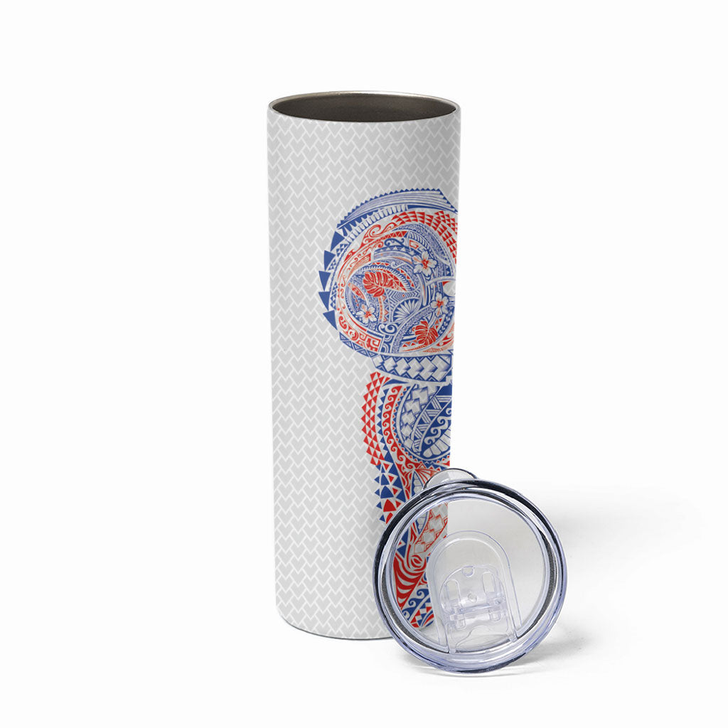Hawaiian Traditional Tattoos Skinny Tumbler Kakau Tribal Tropical Plant Motif Hawaii Flag Color Inspired