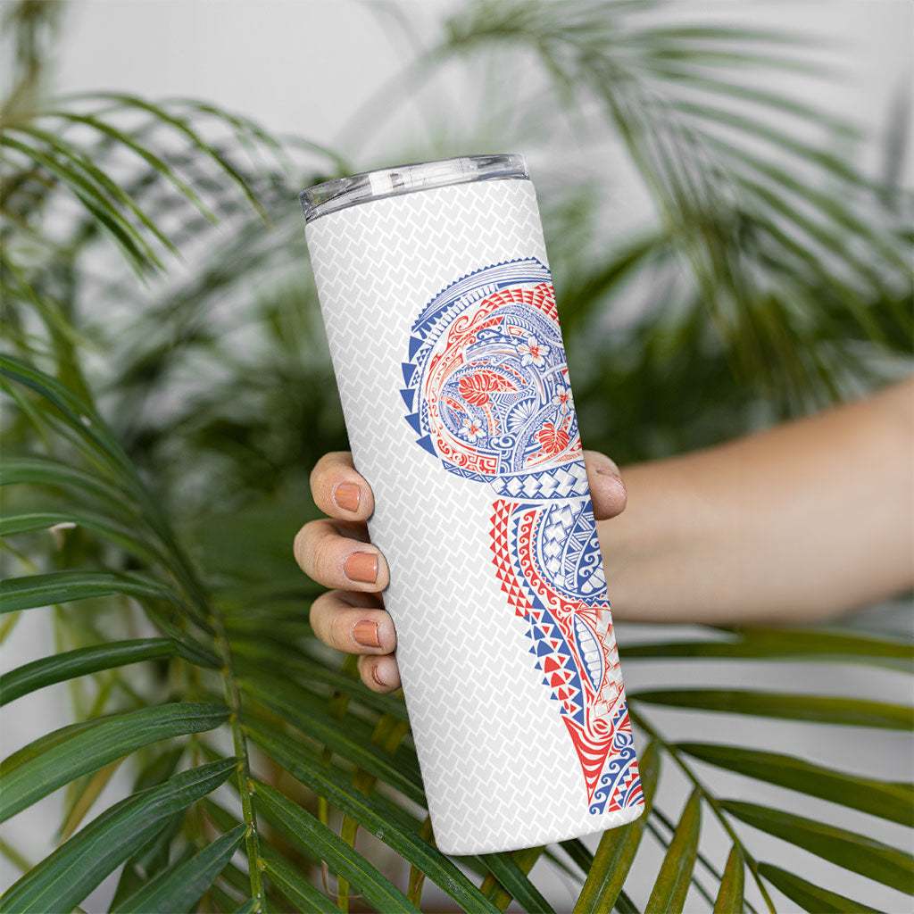 Hawaiian Traditional Tattoos Skinny Tumbler Kakau Tribal Tropical Plant Motif Hawaii Flag Color Inspired