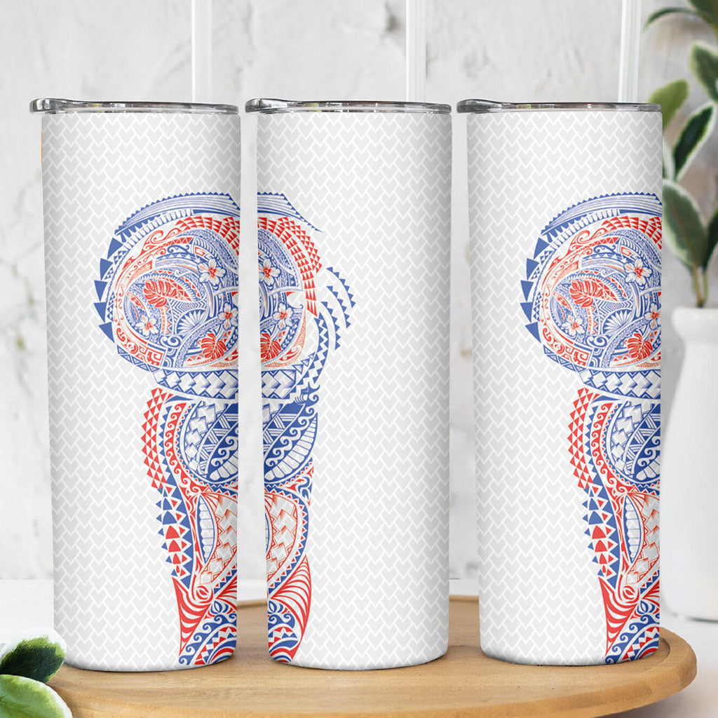 Hawaiian Traditional Tattoos Skinny Tumbler Kakau Tribal Tropical Plant Motif Hawaii Flag Color Inspired