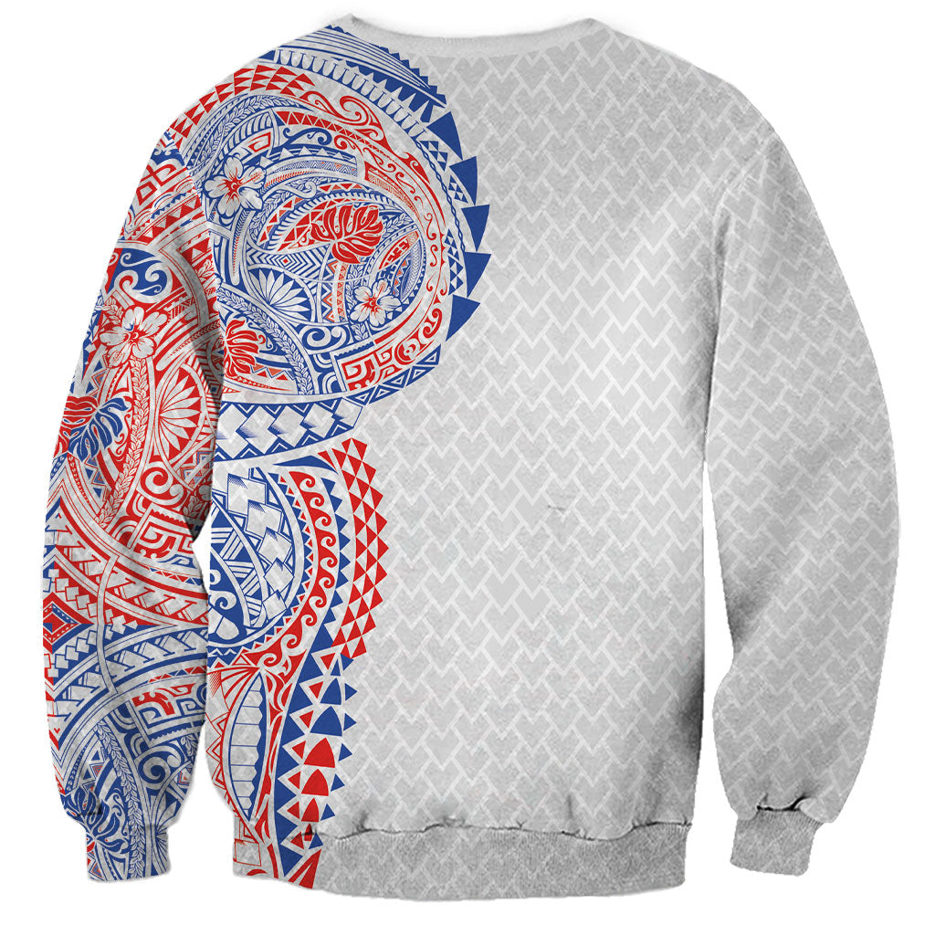 Hawaiian Traditional Tattoos Sweatshirt Kakau Tribal Tropical Plant Motif Hawaii Flag Color Inspired