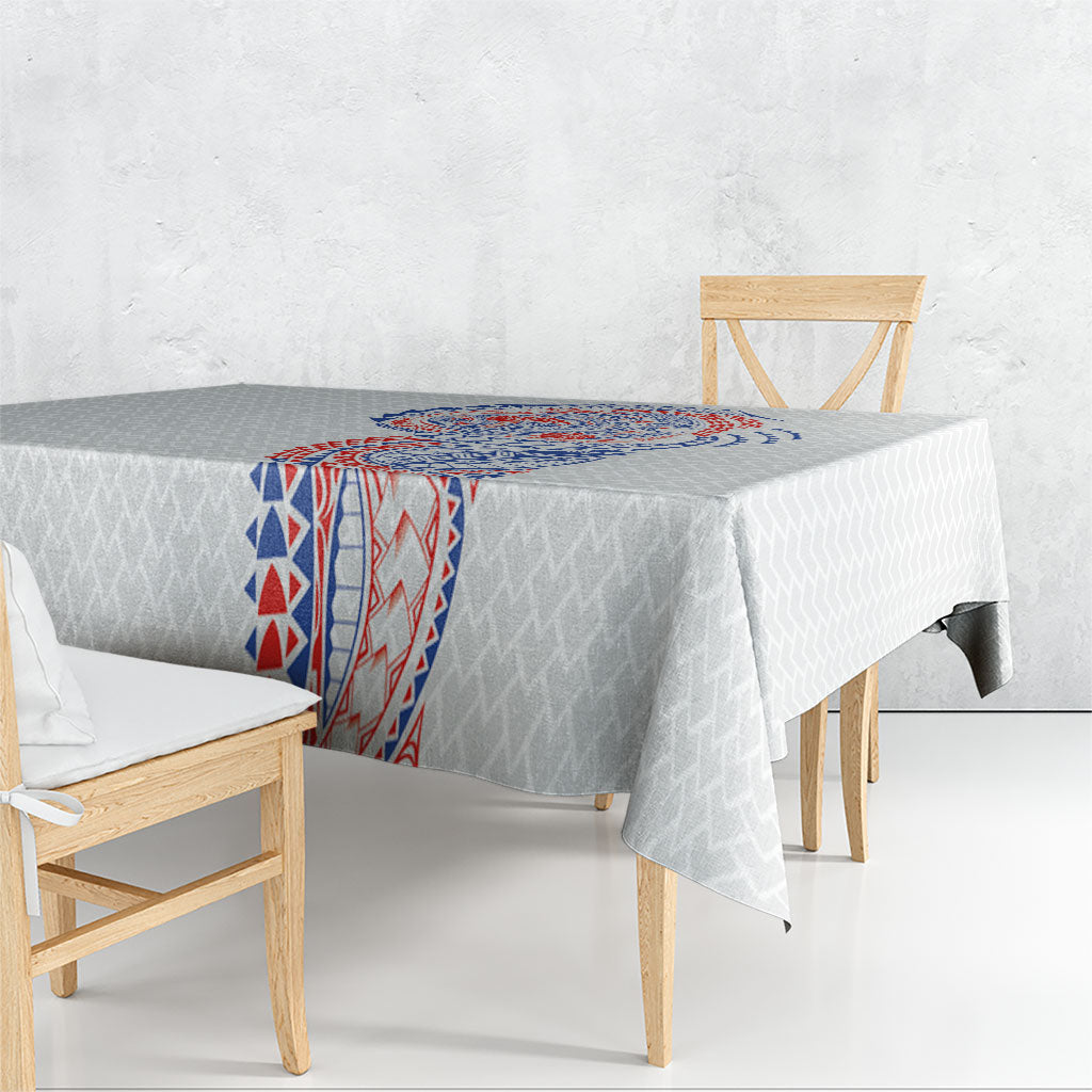 Hawaiian Traditional Tattoos Tablecloth Kakau Tribal Tropical Plant Motif Hawaii Flag Color Inspired