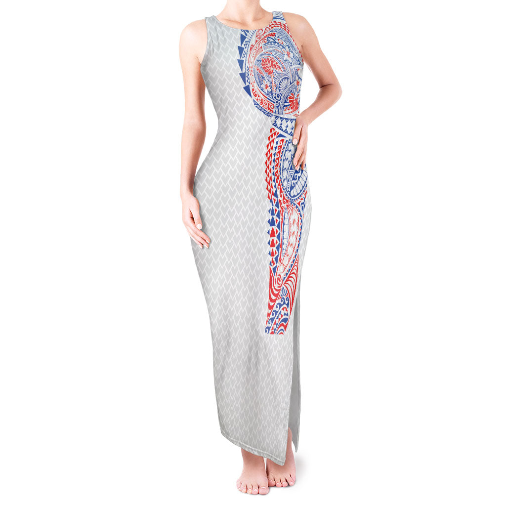 Hawaiian Traditional Tattoos Tank Maxi Dress Kakau Tribal Tropical Plant Motif Hawaii Flag Color Inspired